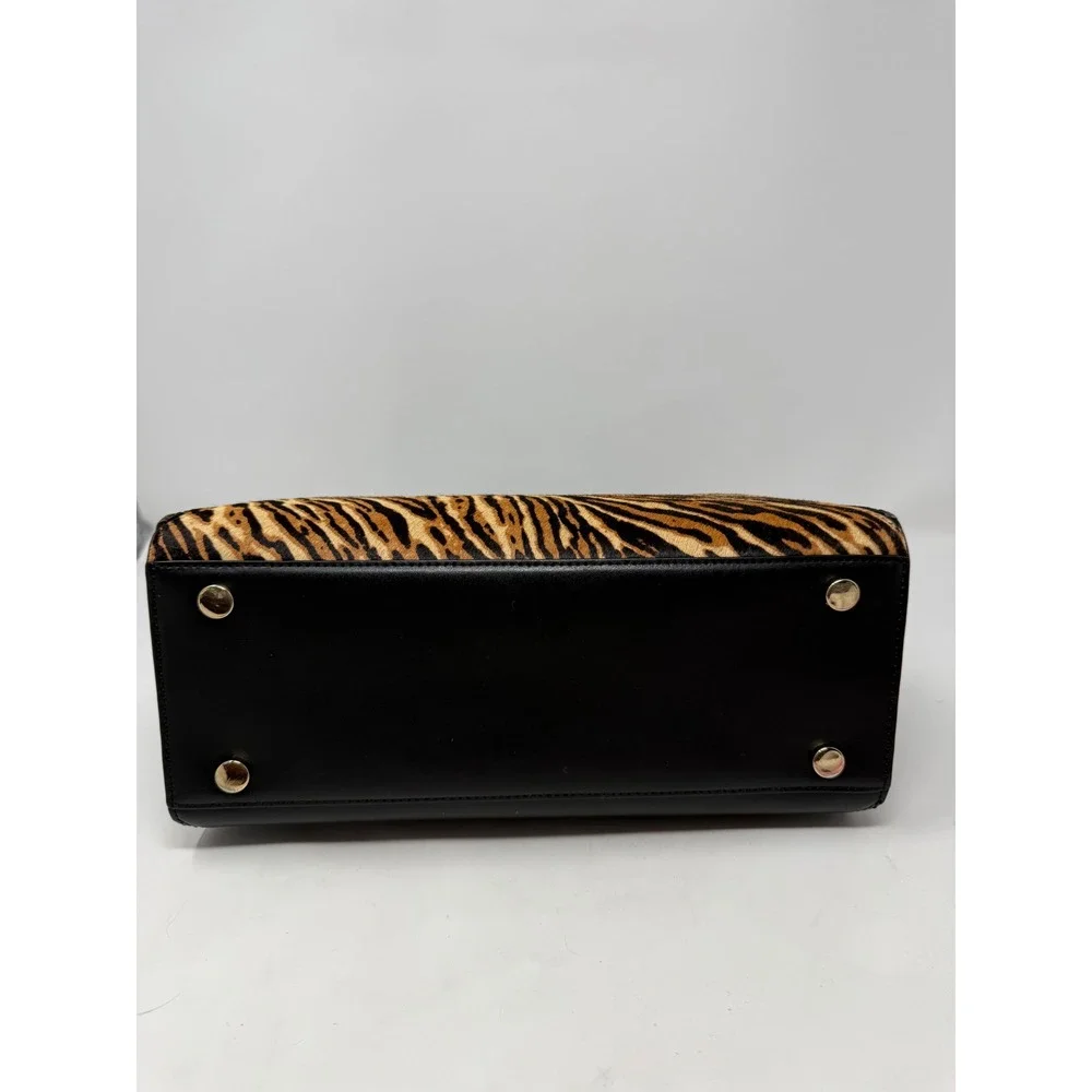 Michael Kors Hope Satchel Bag Brown Leopard Tiger Haircalf Leather Mob Wife